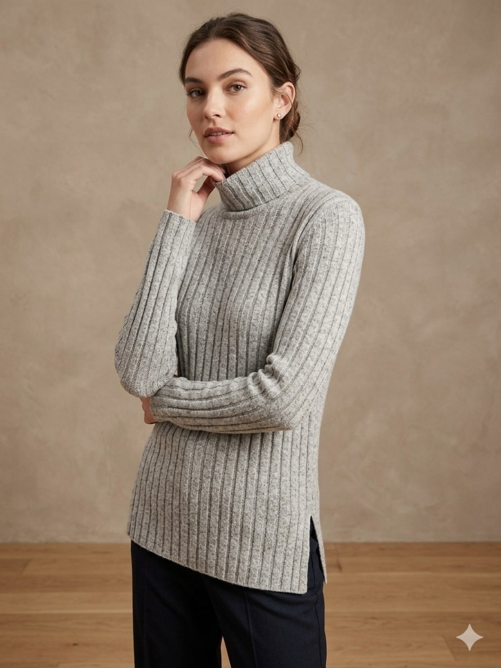SHEIN Ribbed Cowl Neck Sweater Gray - Woman's Size M